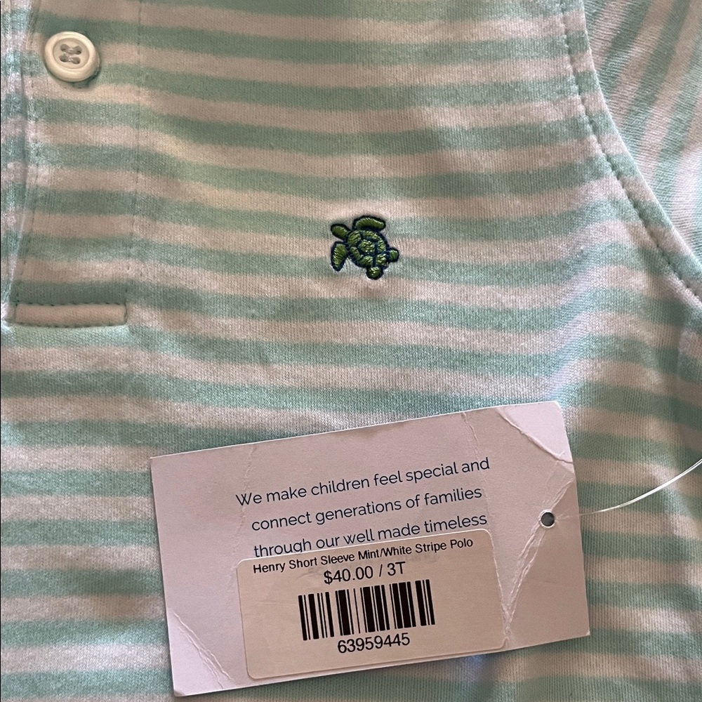 Aqua Striped Kids Polo Shirt - Picture 2 of 4